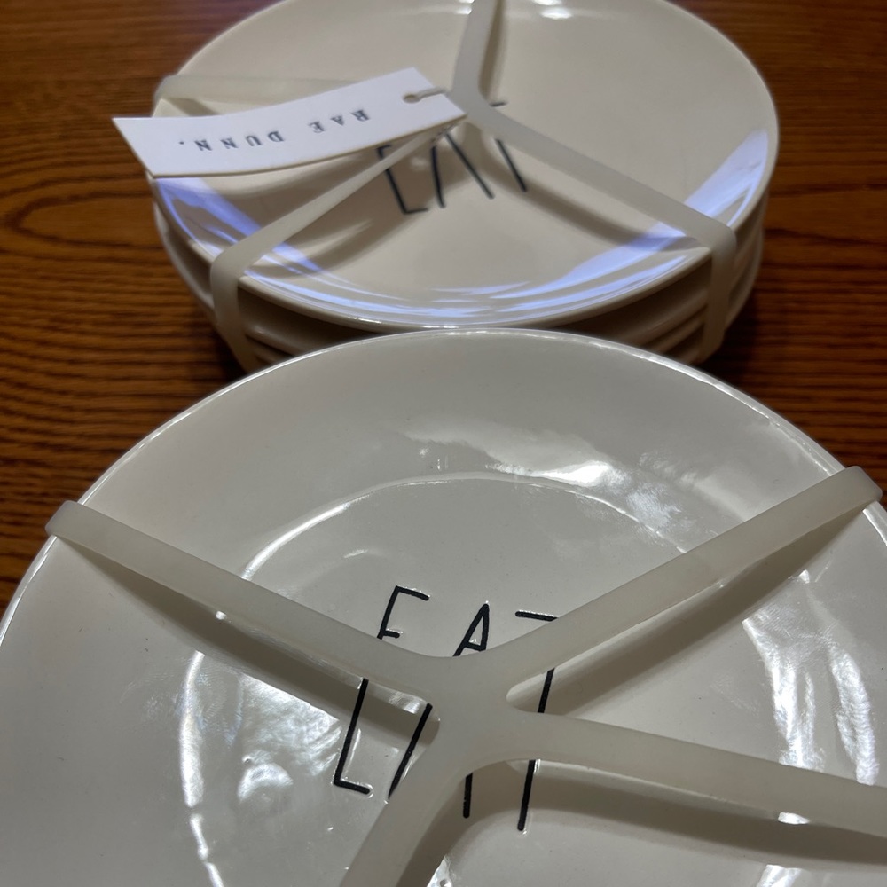 Rae Dunn Ceramic Eat Dessert Appetizer Small Plate (2 sets of four) Brand New